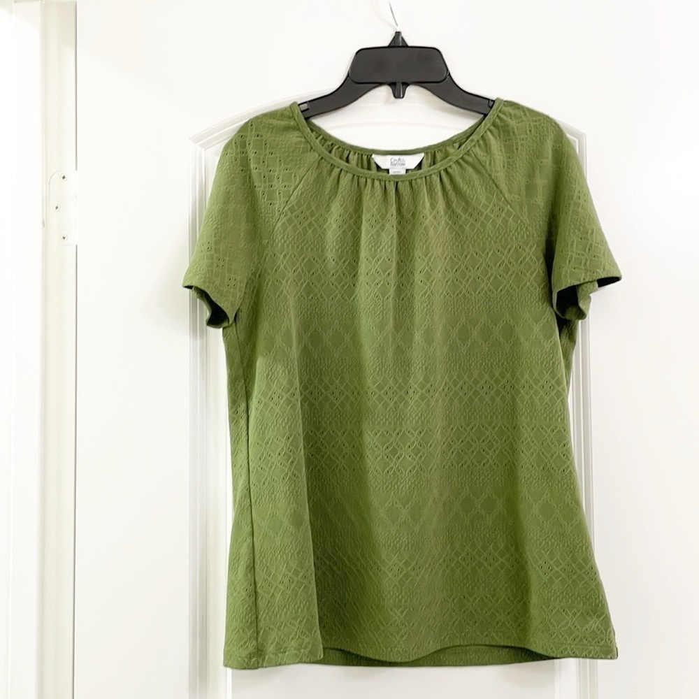 Croft & Barrow olive green textured top